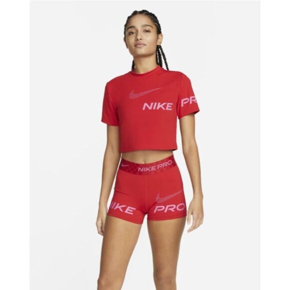 Nike Pro Dri-FIT Women's Short-Sleeve Cropped Graphic Training XS Top - Picture 6 of 6